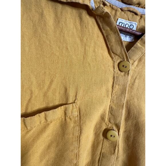 Moo 100% Linen Top and Pants Set Mustard Yellow Womans Medium - Picture 3 of 12